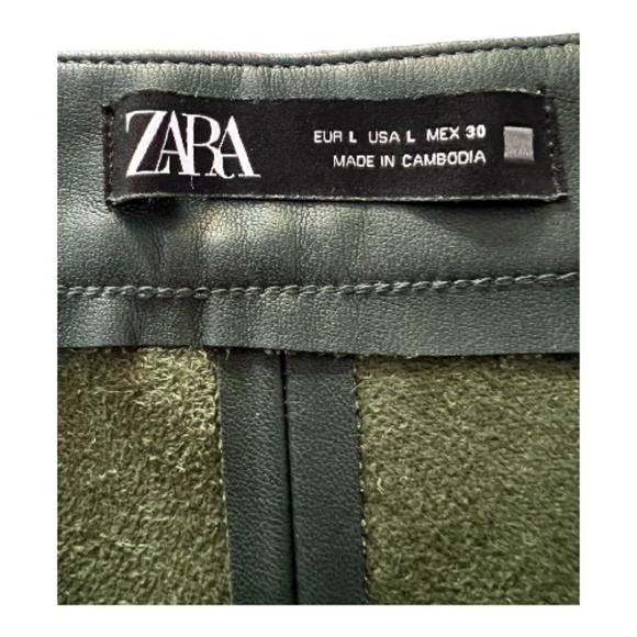 EUC Zara dark green faux leather ankle zip pants | size large - Picture 7 of 9